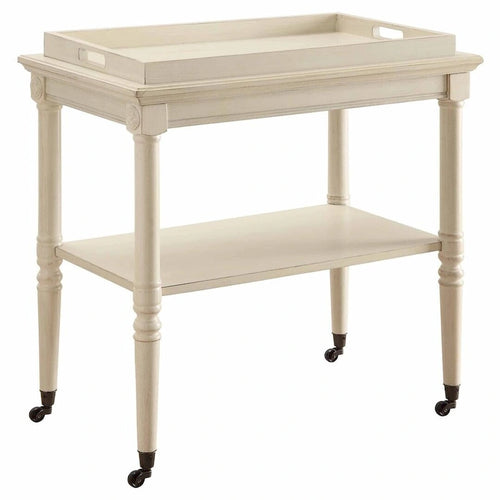30 desserte de bar roulante en bois blanc vieilli - 30 L x 18 P x 32 H
