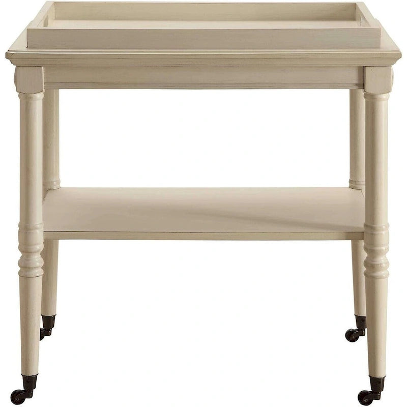 30 desserte de bar roulante en bois blanc vieilli - 30 L x 18 P x 32 H