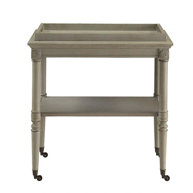 30 desserte de bar roulante en bois blanc vieilli - 30 L x 18 P x 32 H