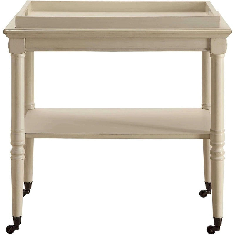 30 desserte de bar roulante en bois blanc vieilli - 30 L x 18 P x 32 H