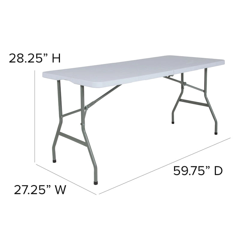 Table pliante en plastique de 1,51 m avec poignée – Table d'événement