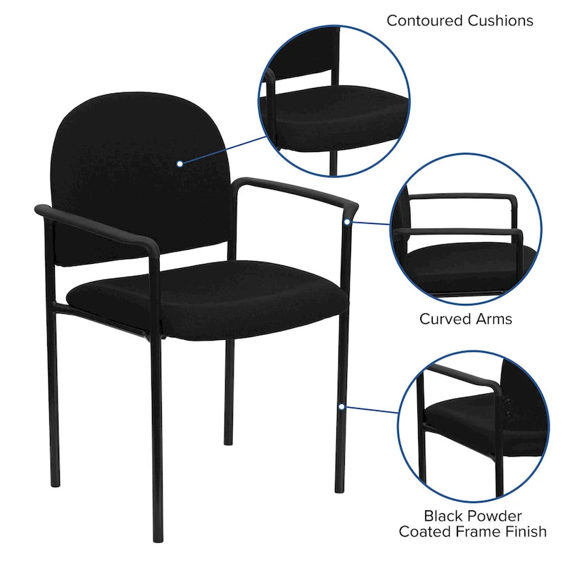 Chaise de réception latérale empilable en acier avec accoudoirs, modèle Confort