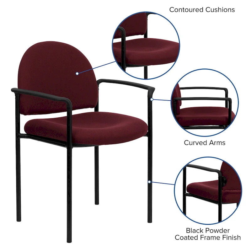 Chaise de réception latérale empilable en acier avec accoudoirs, modèle Confort