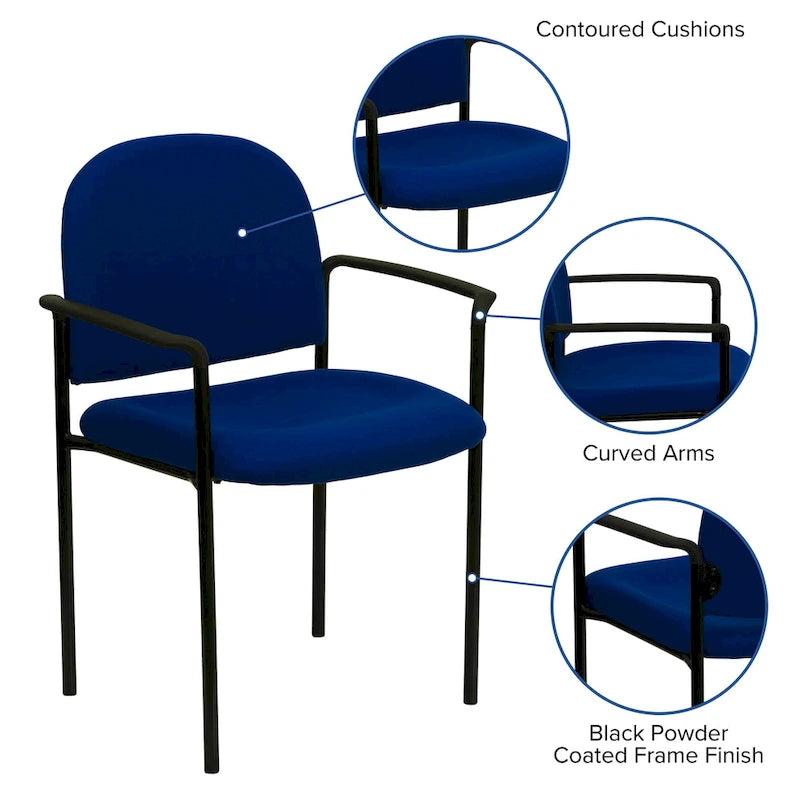 Chaise de réception latérale empilable en acier avec accoudoirs, modèle Confort
