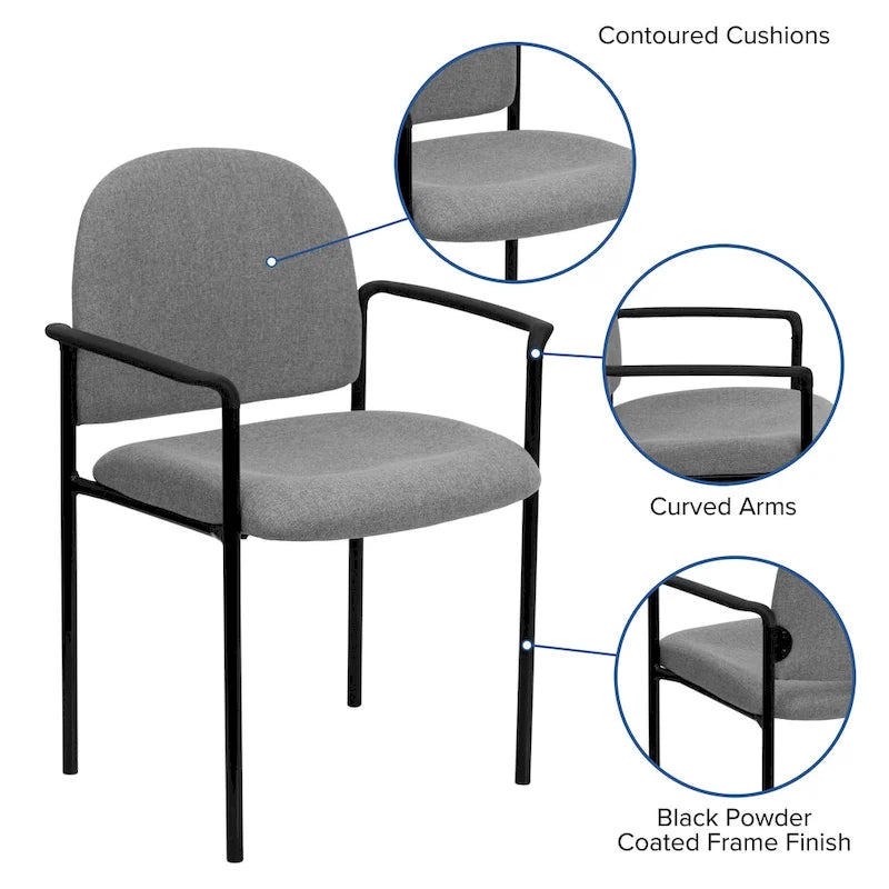 Chaise de réception latérale empilable en acier avec accoudoirs, modèle Confort