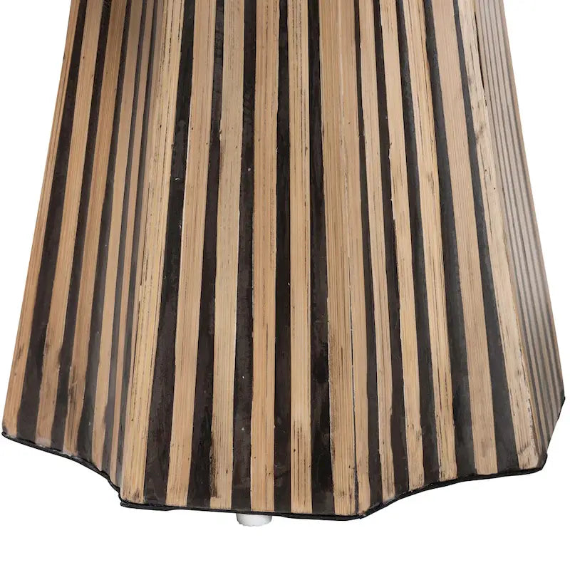 Table d'appoint moderne bohème bicolore en bambou naturel et marron foncé