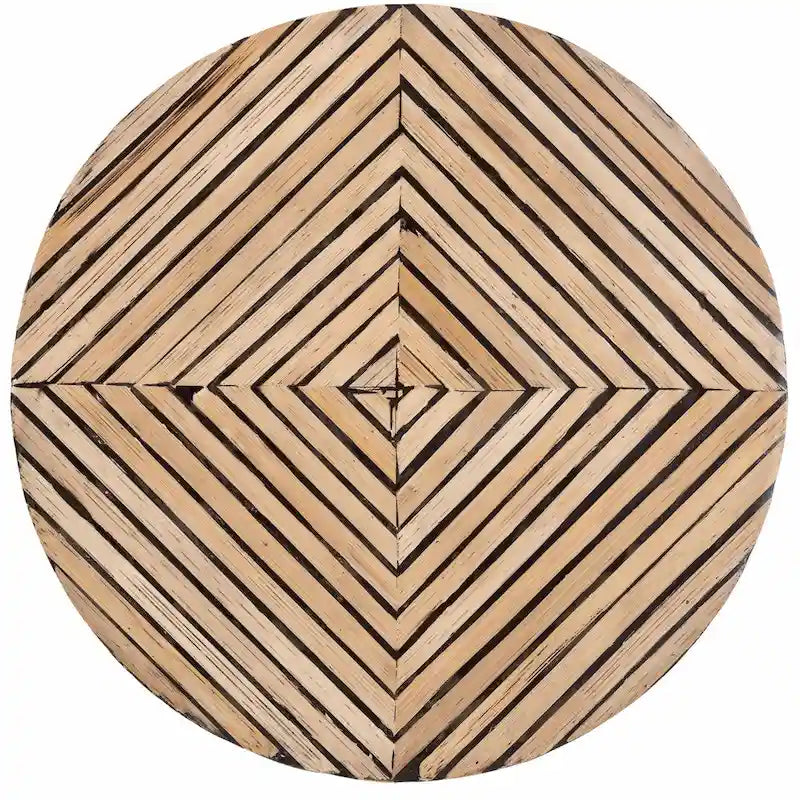 Table d'appoint moderne bohème bicolore en bambou naturel et marron foncé