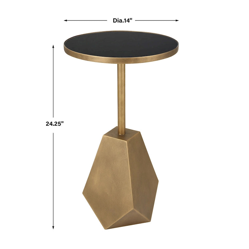 Table d'appoint géométrique en bronze Comet - 14L x 24H x 14P
