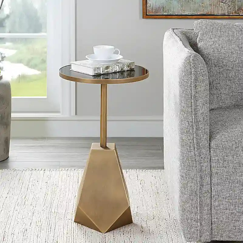 Table d'appoint géométrique en bronze Comet - 14L x 24H x 14P