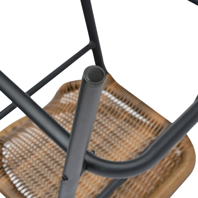 Tabouret de bar de restaurant en rotin d'intérieur-extérieur commercial avec cadre en aluminium - Lot de 4