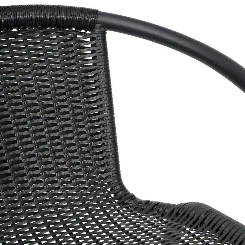 Tabouret de bar de restaurant en rotin d'intérieur-extérieur commercial avec cadre en aluminium - Lot de 4
