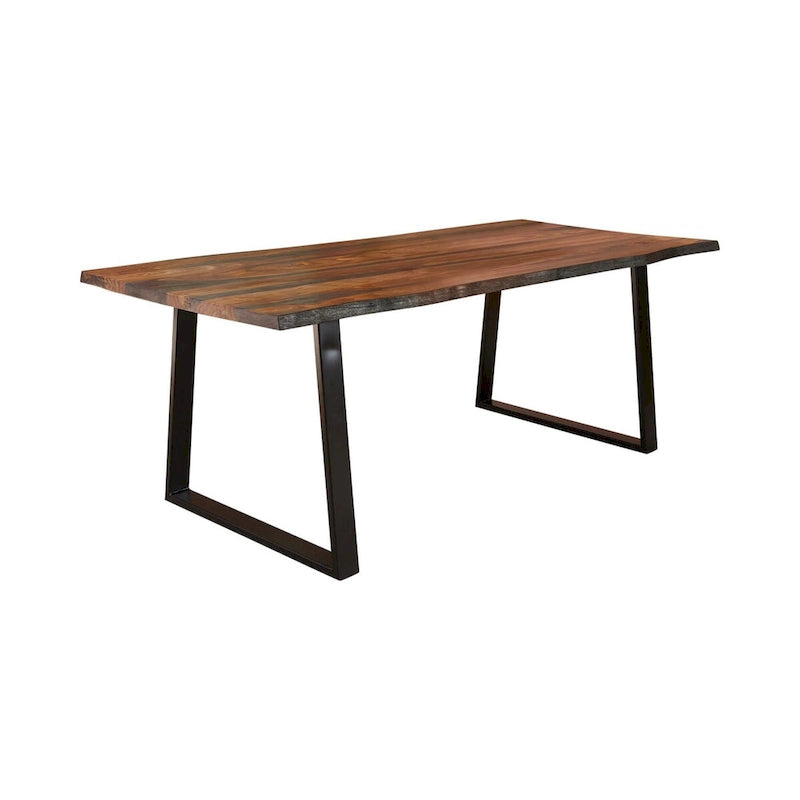 Table à manger rectangulaire Inch, piètement en fer, marron châtaigne