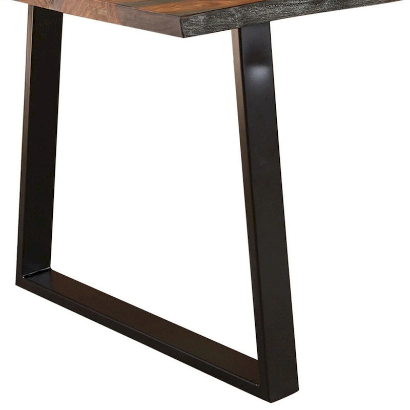 Table à manger rectangulaire Inch, piètement en fer, marron châtaigne