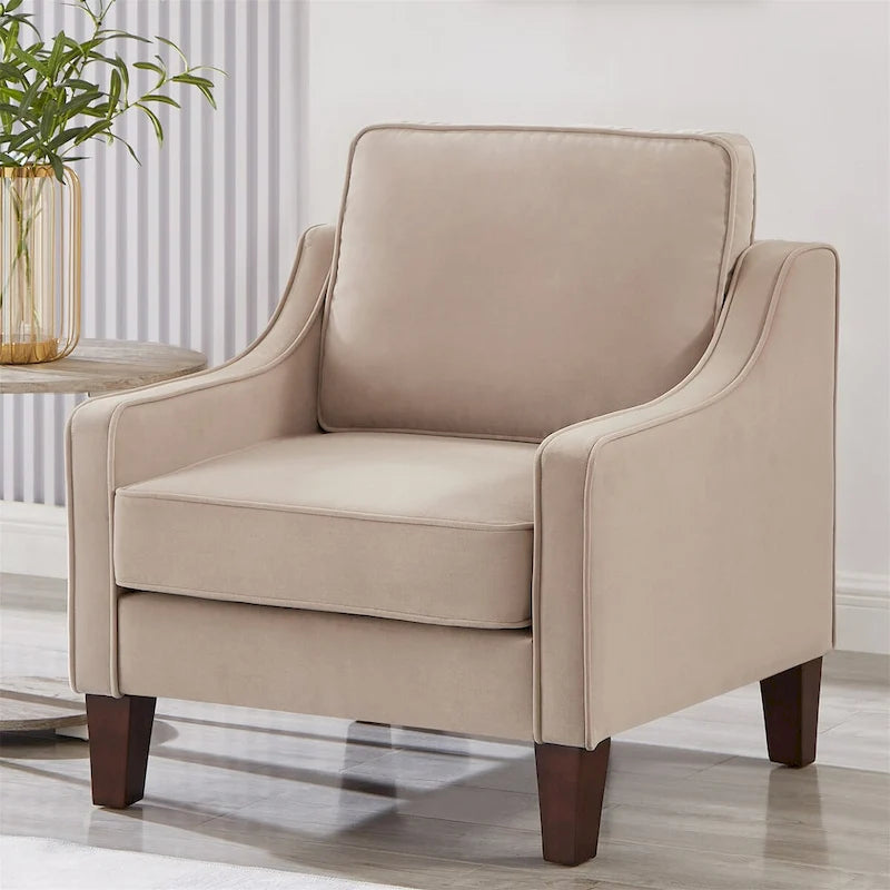 Fauteuil de salon à une place avec pieds en bois