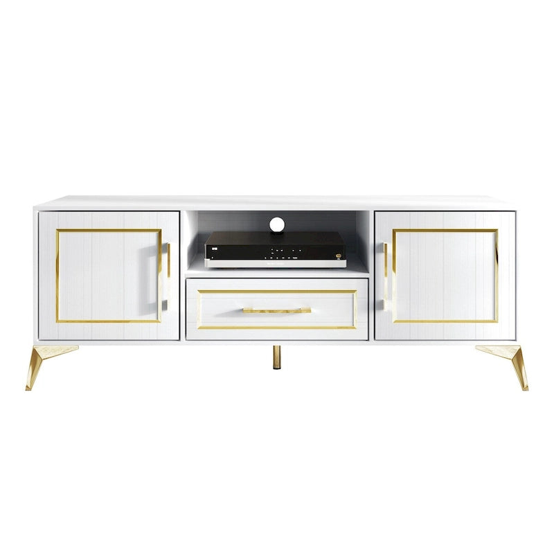 Meuble TV contemporain blanc - n/a