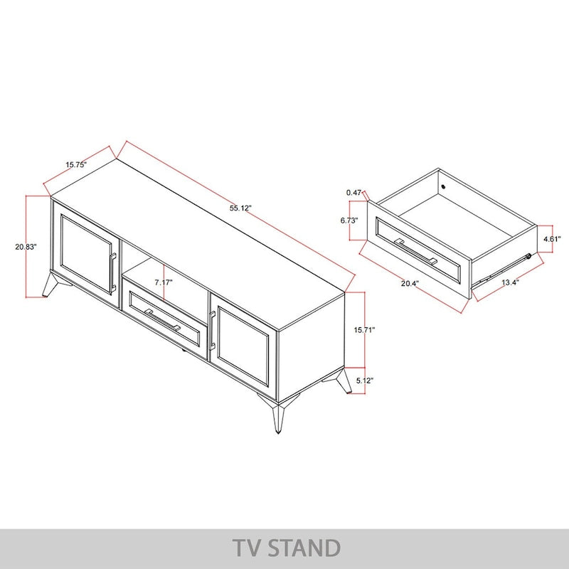 Meuble TV contemporain blanc - n/a