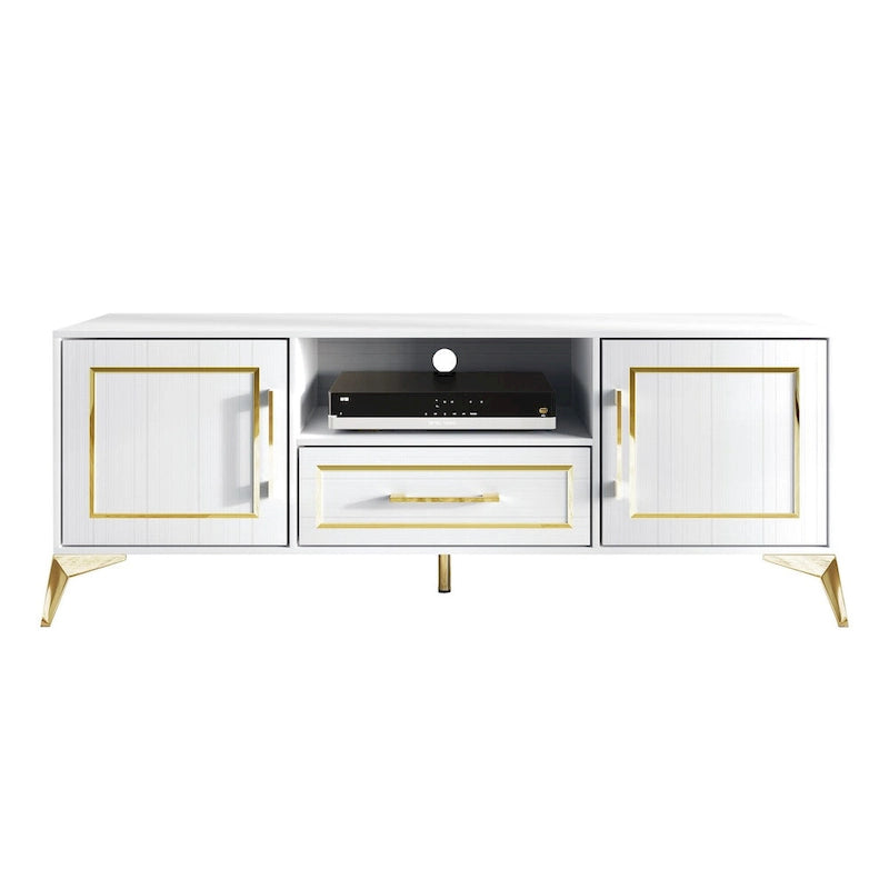 Meuble TV contemporain blanc - n/a