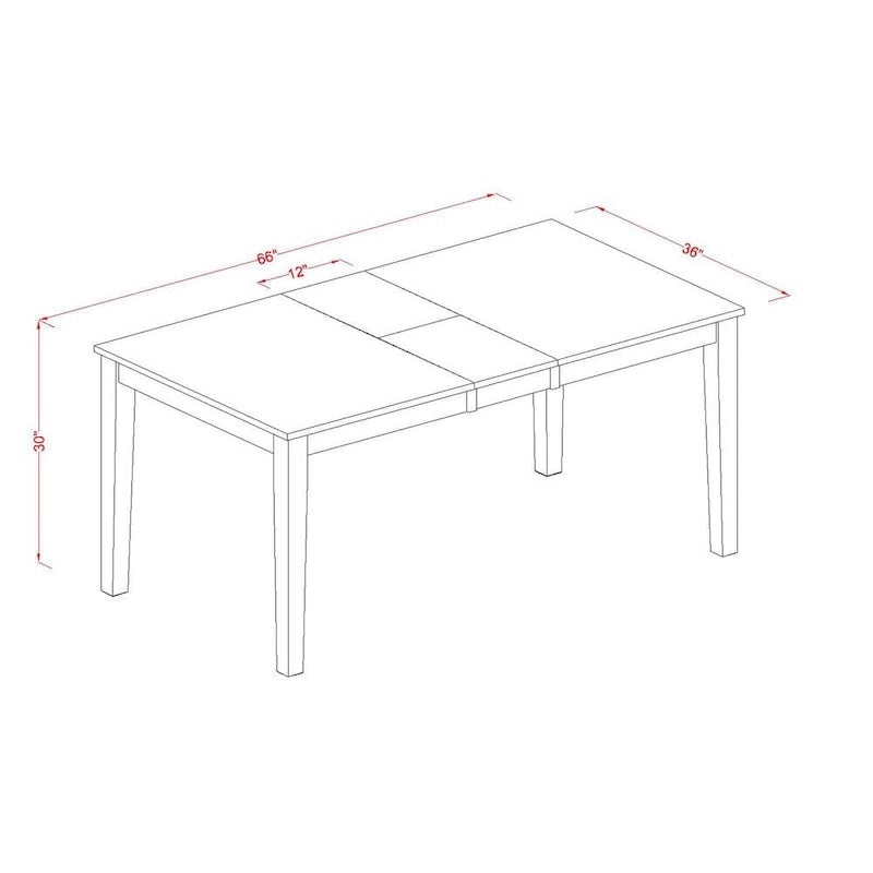East West Furniture Nicoli Table à Manger Moderne - Une Table de Cuisine Rectangulaire avec Rallonge Papillon (Coloris au choix)