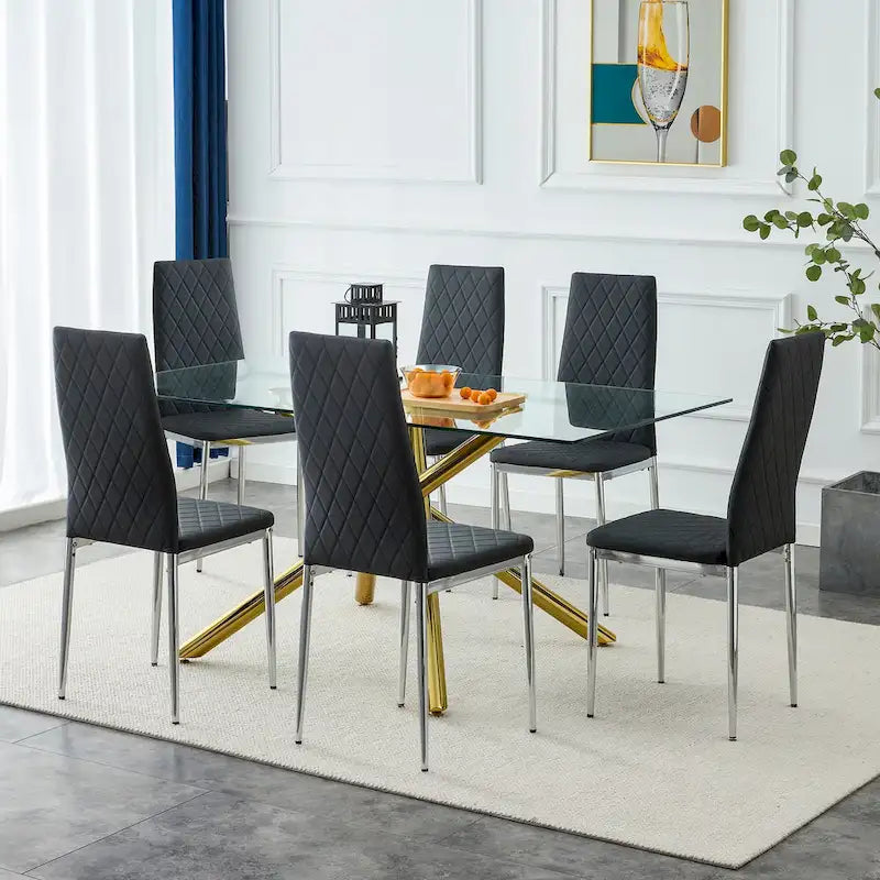 Chaise de salle à manger, chaise noire et ensemble de 6 pièces