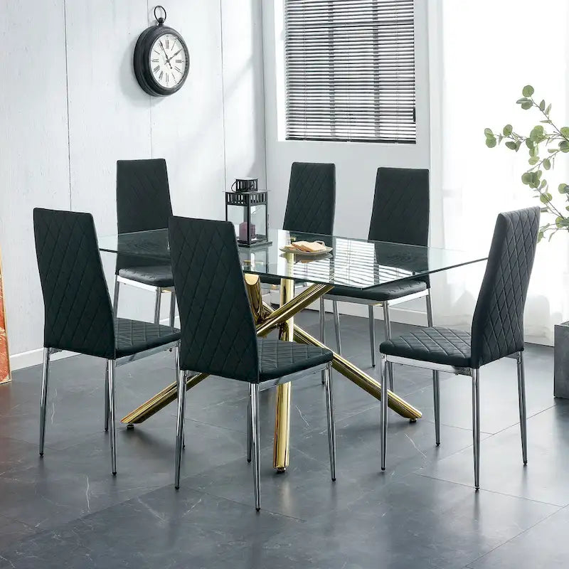Chaise de salle à manger, chaise noire et ensemble de 6 pièces
