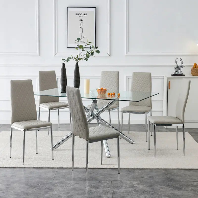 Chaise de salle à manger, chaise noire et ensemble de 6 pièces