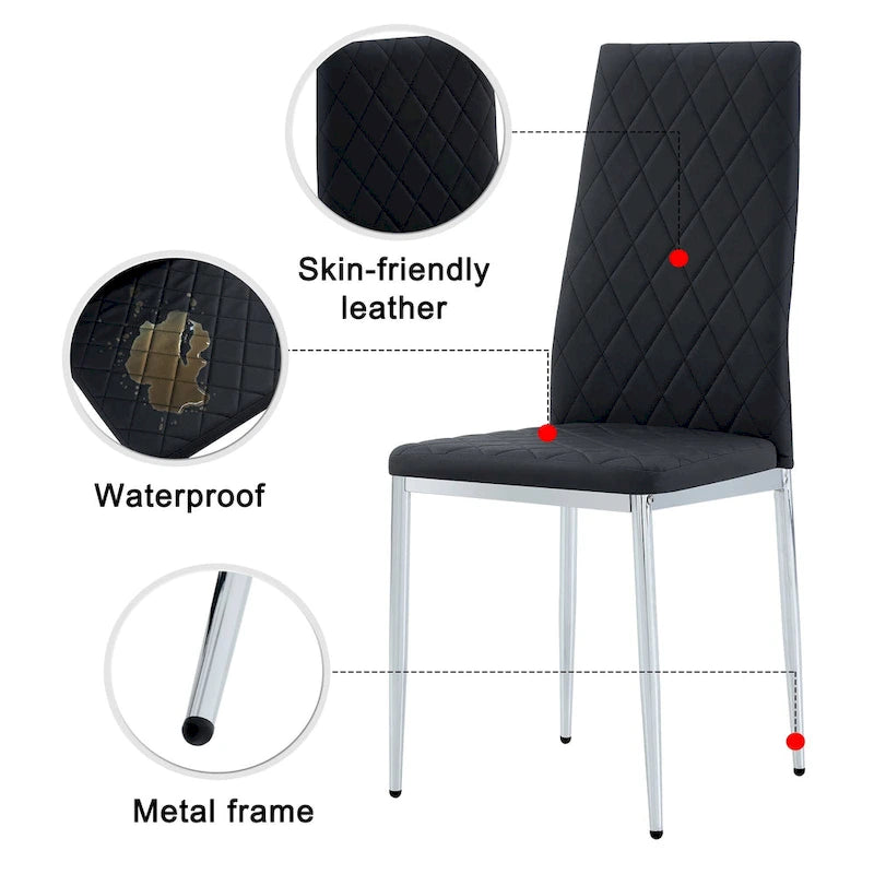 Chaise de salle à manger, chaise noire et ensemble de 6 pièces
