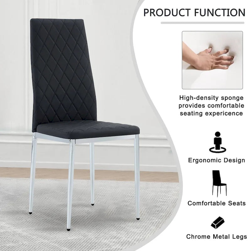 Chaise de salle à manger, chaise noire et ensemble de 6 pièces