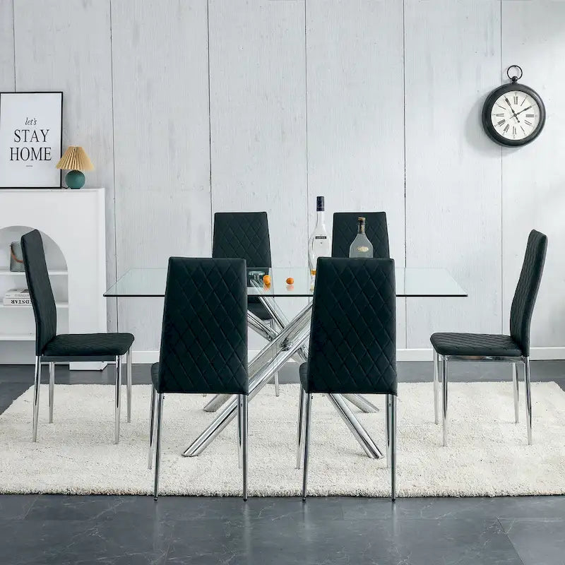 Chaise de salle à manger, chaise noire et ensemble de 6 pièces