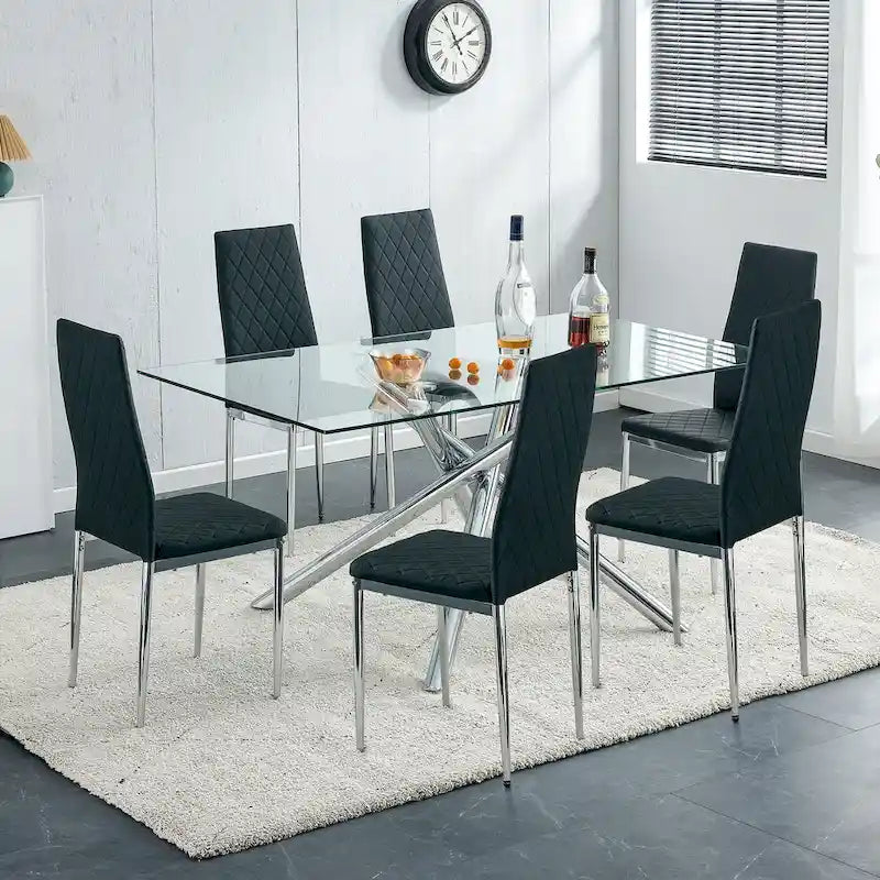 Chaise de salle à manger, chaise noire et ensemble de 6 pièces