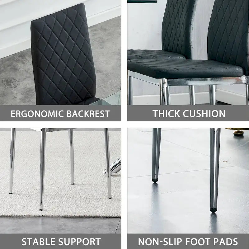 Chaise de salle à manger, chaise noire et ensemble de 6 pièces