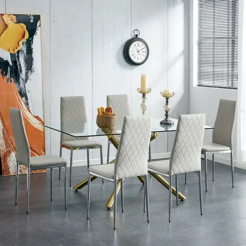 Chaise de salle à manger, chaise noire et ensemble de 6 pièces