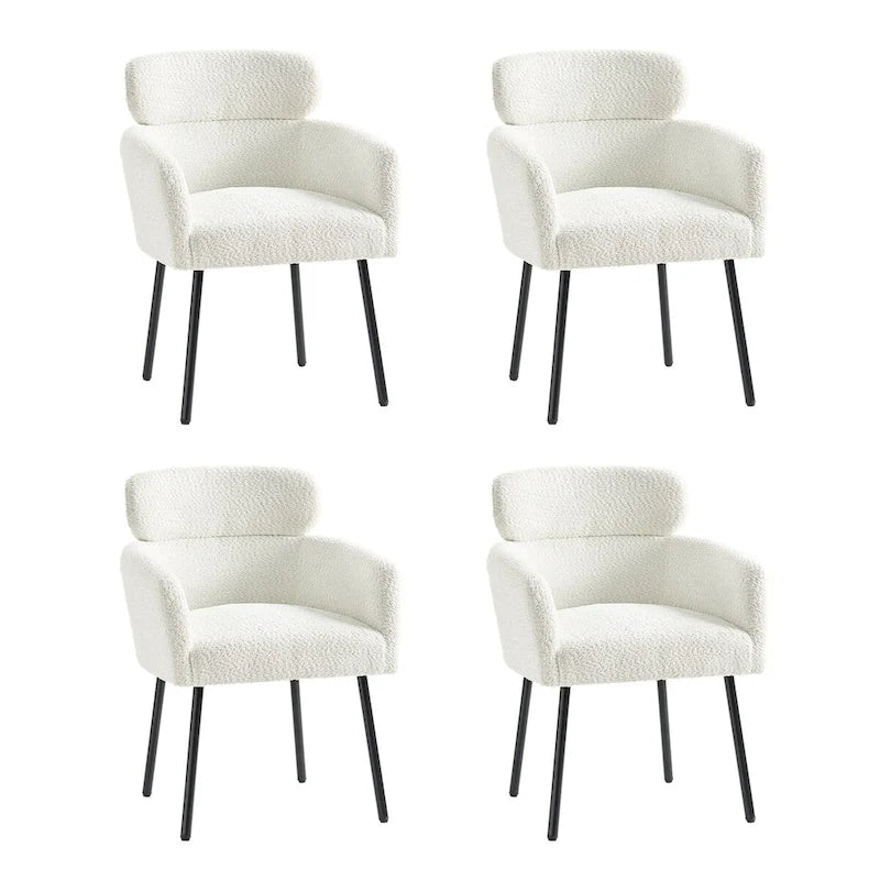 Chaise de salle à manger moderne en tissu bouclette avec pieds réglables, lot de 4, de