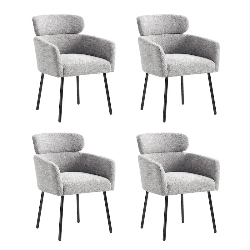 Chaise de salle à manger moderne en tissu bouclette avec pieds réglables, lot de 4, de