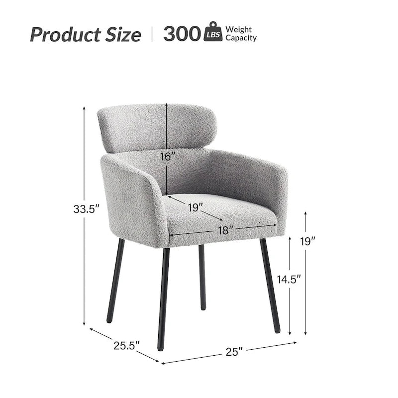 Chaise de salle à manger moderne en tissu bouclette avec pieds réglables, lot de 4, de