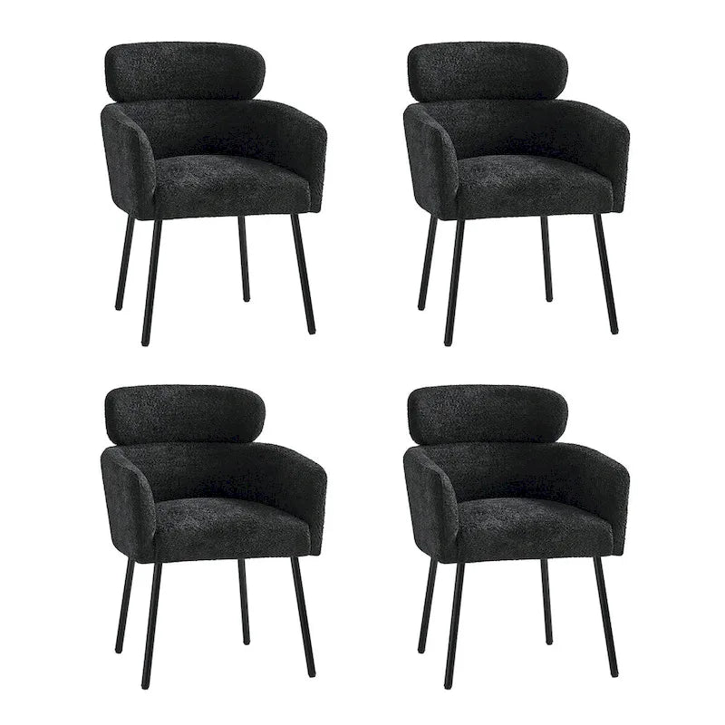 Chaise de salle à manger moderne en tissu bouclette avec pieds réglables, lot de 4, de