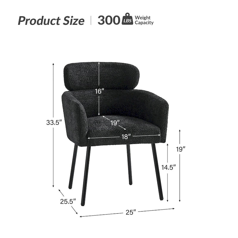 Chaise de salle à manger moderne en tissu bouclette avec pieds réglables, lot de 4, de