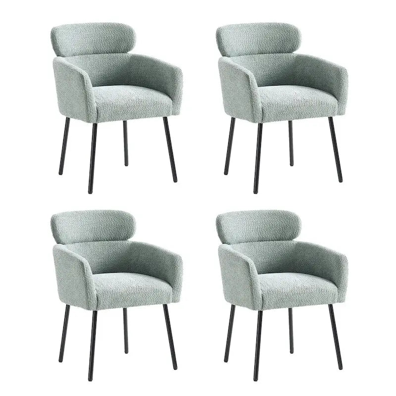 Chaise de salle à manger moderne en tissu bouclette avec pieds réglables, lot de 4, de