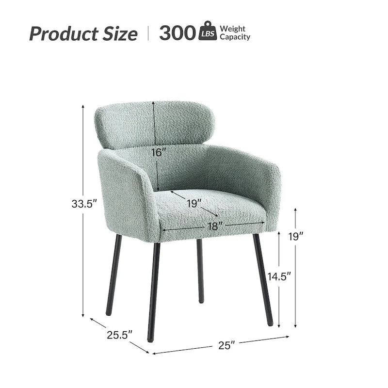Chaise de salle à manger moderne en tissu bouclette avec pieds réglables, lot de 4, de