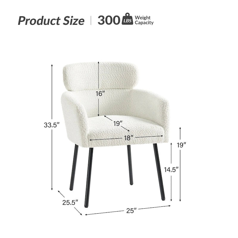 Chaise de salle à manger moderne en tissu bouclette avec pieds réglables, lot de 4, de
