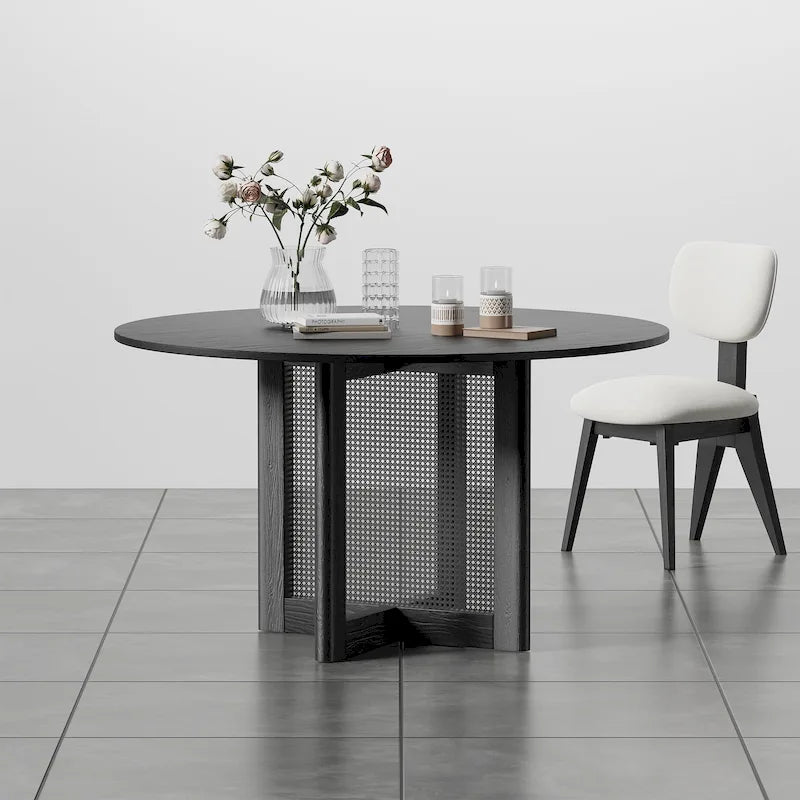 Table de salle à manger double piédestal en bois de chêne
