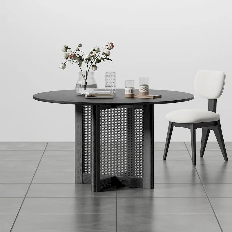 Table de salle à manger double piédestal en bois de chêne