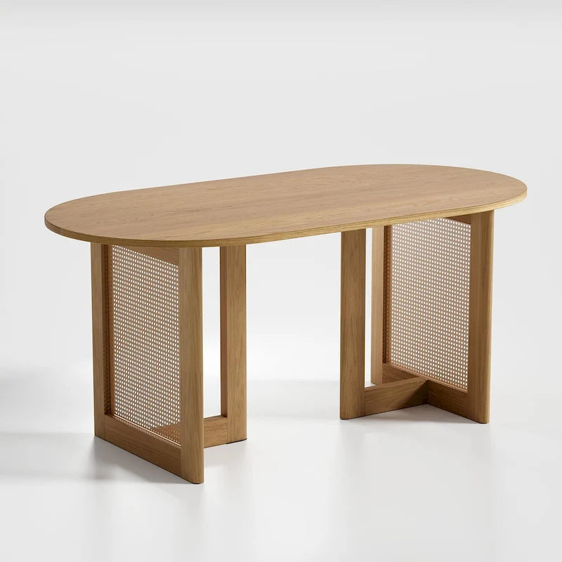 Table de salle à manger double piédestal en bois de chêne