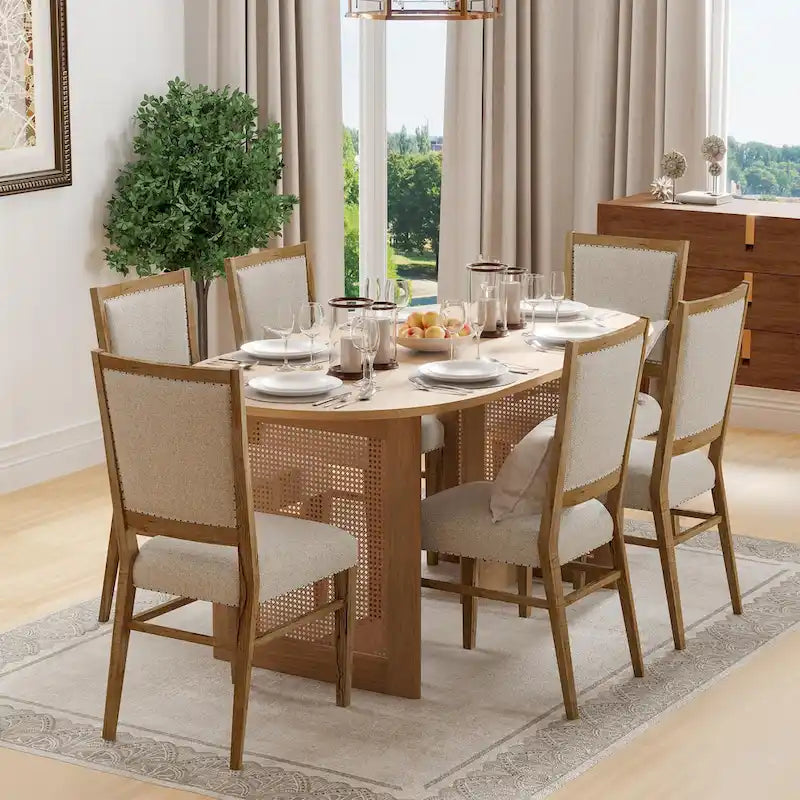 Table de salle à manger double piédestal en bois de chêne