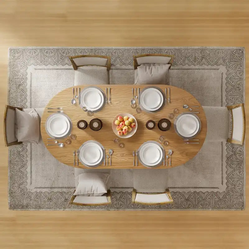 Table de salle à manger double piédestal en bois de chêne