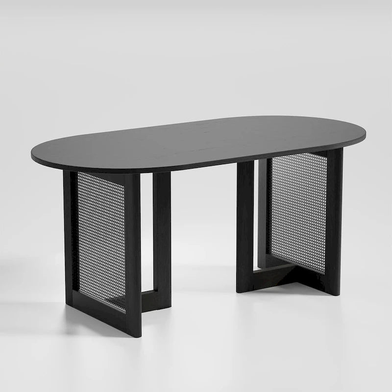 Table de salle à manger double piédestal en bois de chêne