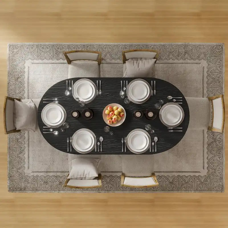 Table de salle à manger double piédestal en bois de chêne