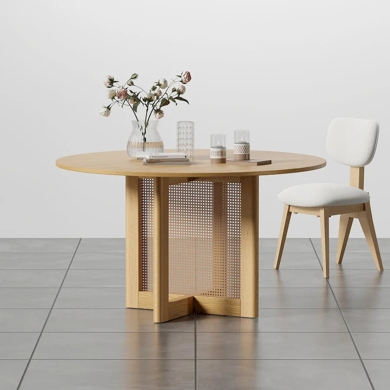 Table de salle à manger double piédestal en bois de chêne
