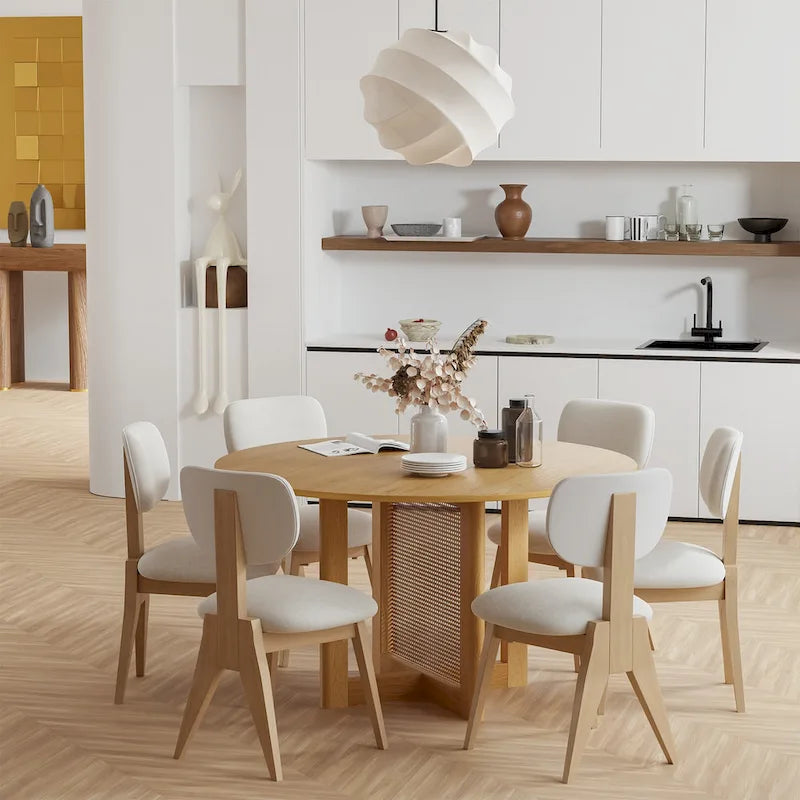 Table de salle à manger double piédestal en bois de chêne
