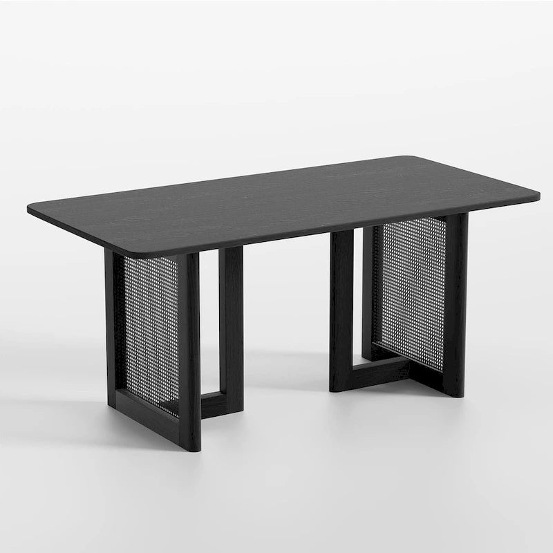 Table de salle à manger double piédestal en bois de chêne