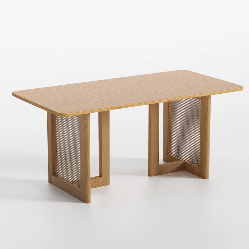 Table de salle à manger double piédestal en bois de chêne
